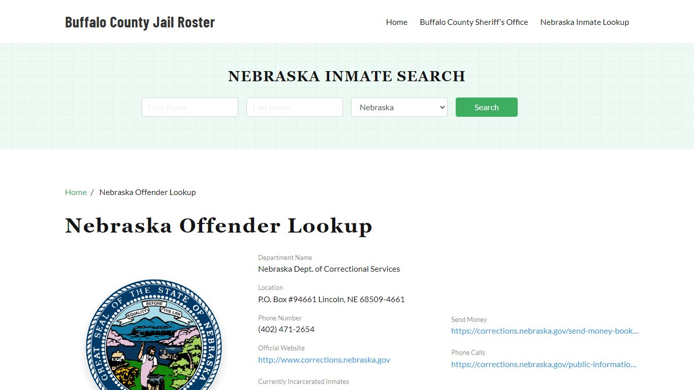 Nebraska Inmate Search, Jail Rosters