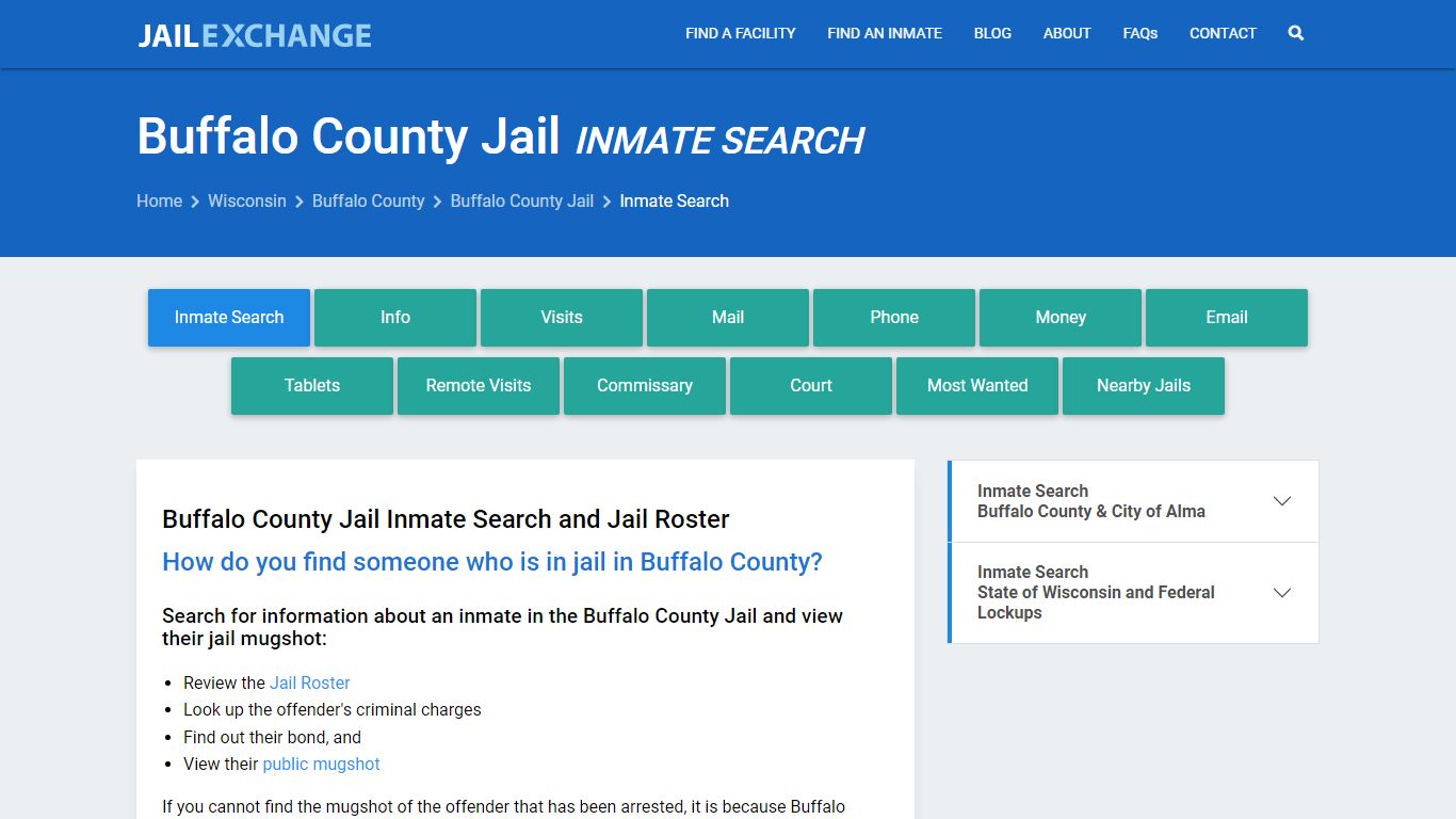 Inmate Search: Roster & Mugshots - Buffalo County Jail, WI