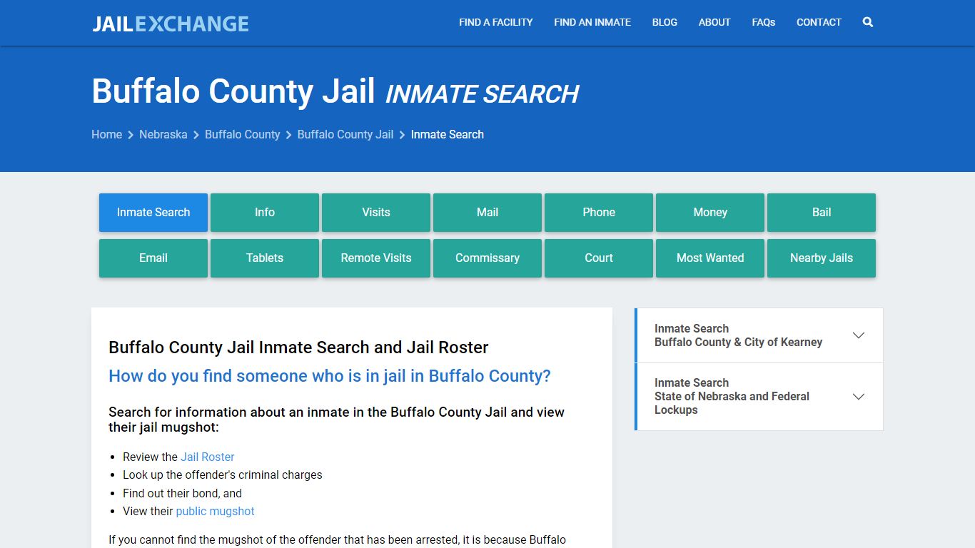 Inmate Search: Roster & Mugshots - Buffalo County Jail, NE